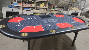 Table de <span class=keywords><strong>poker</strong></span> pliable de style moderne Texas Hold'em avec rail rembourré en cuir et pieds pliables pour les joueurs de casino - Product Image 4