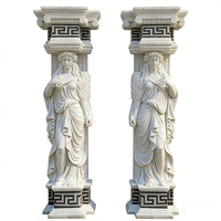 Statue colonne moderne et élégante en marbre blanc massif, sculptée à la main, personnalisable, motif Dame et Dragon, style Romanesque, pour extérieur