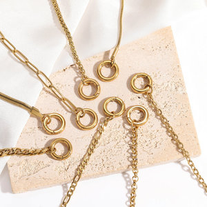 Round Carabiner Lock Necklace | 18K PVD Gold Plated Stainless Steel <b>Chain</b> for DIY Jewelry Making | Waterproof, Hypoallergenic - Product Image 6