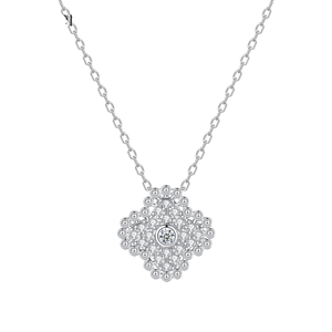 สร้อยคอจี้รูปใบโคลเวอร์สี่แฉกประดับเพชรคิวบิกเซอร์โคเนียเงินแท้ 925 แบบขายส่งและสั่งทำได้ - Product Image 1