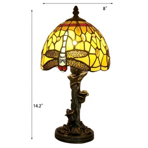 LongHuiJing Tiffany Table Lamp Dragonfly Shade Stained Glass Table Lamp Wholesale Price Antique Style Glass Table Lamp - Product Image 2