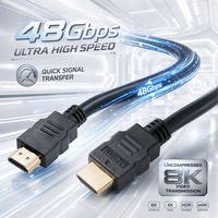 Câble HDMI 2.1 8K 60Hz 4K 120Hz 48 Gbps Ultra Haute Vitesse HDR EARC Mâle-Mâle pour TV Moniteur Ordinateur Portable Projecteur
