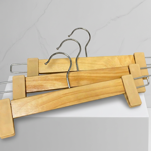 Wooden Pant Hanger <b>Clips</b> Stainless Steel <b>Hook</b> Eco-Friendly Minimalist Design Saving Wardrobe Bathroom Organizer for Clothing - Product Image 1