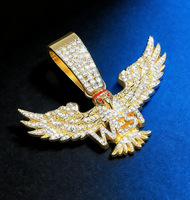 Collier pendentif boule Aigle entièrement serti de diamants, chaîne à maillons en alliage de zinc, style hip-hop, tendance, luxe léger, personnalisé, pour soirée