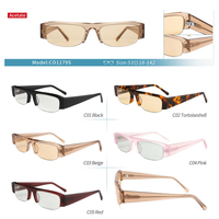 Lunettes de soleil rétro demi-cerclées rectangulaires en acétate polarisé, monture tendance avec verres transparents et protection UV pour hommes et femmes