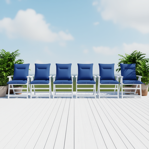 Juego de 6 cojines para sillas de exterior de tela Oxford azul, extraíbles, lavables, resistentes al agua, para uso en todas las estaciones - Product Image 2