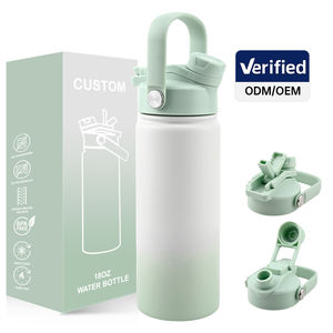 Draagbare 18oz geïsoleerde drinkfles voor kinderen met handvat, dubbele deksel, roestvrijstalen vacuümfles voor school, buitensporten, cadeau - Product Image 1