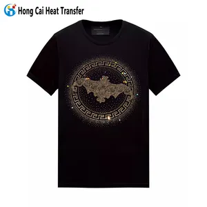 Hongcai горный хрусталь производитель теплопередачи китайский хип-хоп чесаный хлопок горный хрусталь большие мужские футболки