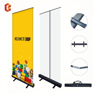 Stan Display gulungan atas dapat ditarik bahan besi dasar kosong Promosi dudukan spanduk dapat ditarik - Product Image 1