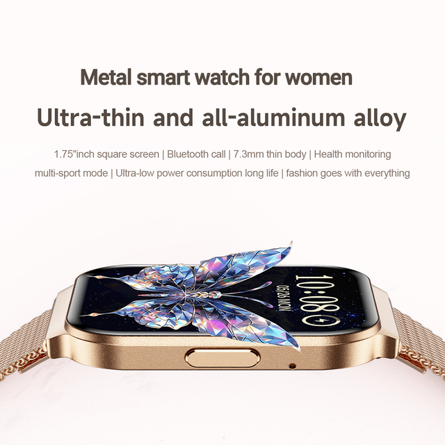 2026 Ultra-Thin Ultra-Light Women Smart Watch, Full Aluminum Alloy Case 1.75 Inch Fitness Tracker, Heart Rate IP68 Waterproof