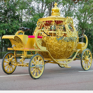 Venta al por mayor de coches de carruaje de Cenicienta eléctricos de alta calidad para bodas, sin caballos, de metal, con forma de calabaza, y detalles de carruaje, a la venta. - Product Image 1
