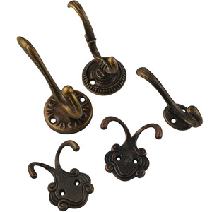 European Style Retro Double <b>Hook</b> Zinc Alloy <b>Wall</b> Mounted Coat <b>Hook</b> Wardrobe Clothes <b>Hook</b> Metal Hardware Indoor Use Rust - Product Image 5