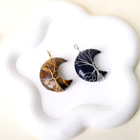 Pendentifs en cristal enveloppés à la main, pierres semi-précieuses naturelles, pendentifs en cristal en forme de lune pour la décoration
