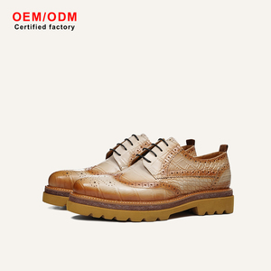 Zapatos Oxford de Cuero Genuino para Hombre, Estilo Británico, con Cordones, Diseño con Estampado Animal y Detalle de Puntera, Aumentan la Estatura, Personalizados OEM - Product Image 2