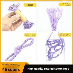 Corda per Tessitura Intrecciata da 2mm 10m, Filato Misto Cotone Tinto a 3 Capi per Tessitura a Mano Fai-da-te e Decorazioni per la Casa - Product Image 3