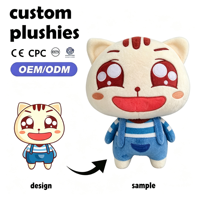 Peluche personnalisée chat de dessin animé OEM ODM, poupée en peluche sur mesure, votre design artistique, mascotte promotionnelle en coton