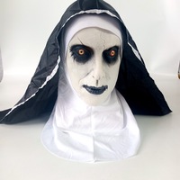 En vente Halloween horreur nonne masque pleine tête réaliste mal nonne masque avec foulard mascarade Costume accessoires de fête