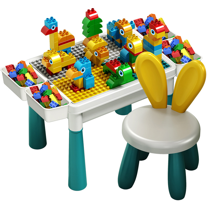 New Design Kids Learning Plastic Building Blocks Table and Chair Set ...