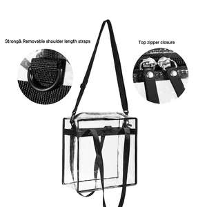 Sac à bandoulière transparent personnalisé avec fermeture éclair, sac <span class=keywords><strong>de</strong></span> messager, sac à main transparent approuvé pour les stades avec sangle réglable - Product Image 6