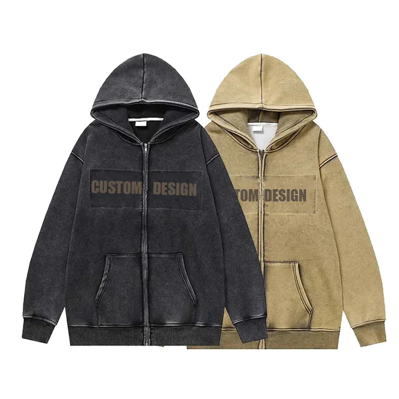 Nhà Sản Xuất Heavyweight In Ấn Cotton Quá Khổ Trống Cổ Điển Distres Trống Hoodies Chất Lượng Cao Thời Trang Đường Phố Hoodies