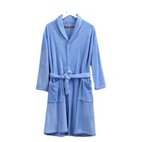 Peignoir de bain et d'intérieur unisexe pour adulte en polaire corail, taille unique, 280g, doux, hiver, motif uni, taille haute, manches longues, lavage à la main
