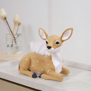 Boîte à mouchoirs élégante et mignonne en forme de cerf Sika, faite à la main, accessoire de décoration de bureau unique pour Noël, porte-mouchoirs sans remplissage - Product Image 3