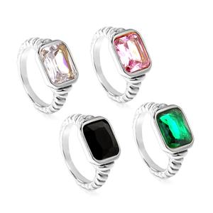 Bagues massives en acier inoxydable plaqué or PVD 18K, avec zircon et pierres rouges, blanches et noires, et pierres de cristal vintage, bijoux inaltérables - Product Image 5