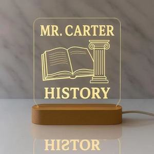 視覚的暖かい3D木製ベース長方形レーザー彫刻アクリルボード木製ランプLEDベース木製LEDランプベーステーブルランプ - Product Image 5