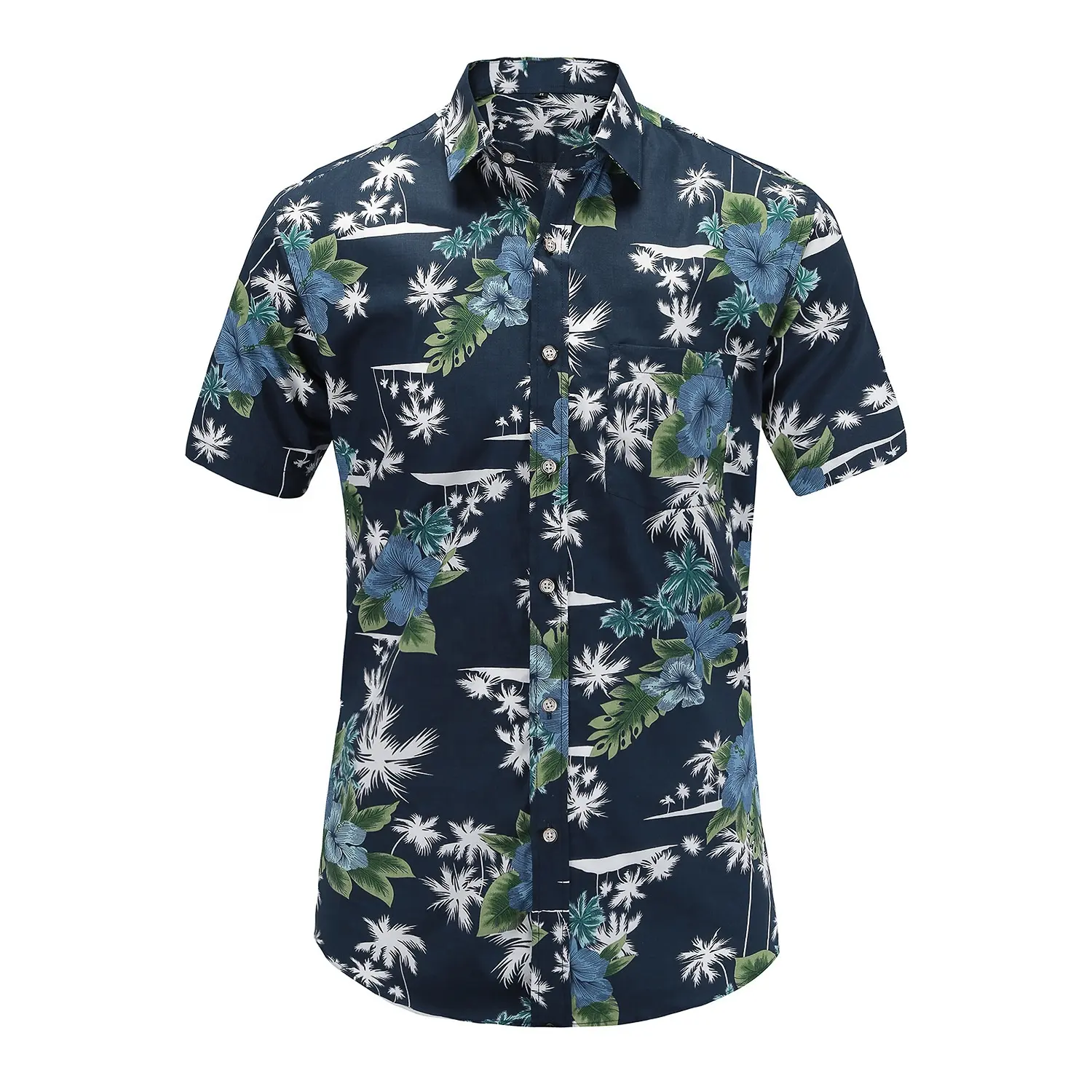 Летняя Пляжная рубашка с коротким рукавом и цветочным рисунком, Гавайские мужские рубашки с цветочным принтом