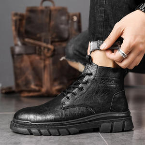 Botas de tobillo de cuero genuino antideslizantes 2026 para hombre, zapatos de cuero de moda de media caña con suela gruesa y elevación para aumentar la altura - Product Image 2