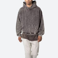 Sweat à capuche unisexe personnalisable en coton délavé, effet usé et déchiré, avec impression sérigraphiée pour l'automne