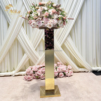 Décoration de table pour événements de mariage NIKA Classic, centre de table haut et élégant en métal doré et argenté pour fleurs