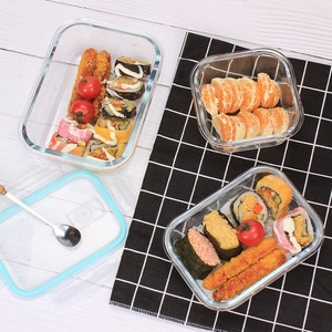 Glass Lunch <b>Box</b> Rectangle <b>With</b> Seal <b>Lid</b> Food Grade <b>Storage</b> Container For Refrigerator Use - Product Image 1