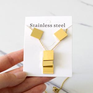 <b>Top</b> Selling Geometric Jewelry for <b>Women</b> Fashion Stainless Steel Drop Earring Non Tarnish Custom Logo Necklaces - Product Image 6
