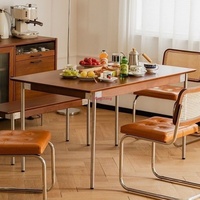 Klappbarer Esstisch aus Massivholz mit Induktionskochfeld-Funktion, Vintage Nordischer Japanischer Stil, Rechteckiges Stuhlset, Wohnmöbel