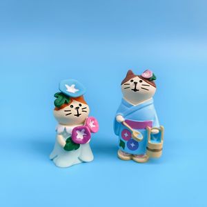 ไดโอรามาขนาดเล็ก ของตกแต่งจิ๋ว สไตล์ญี่ปุ่น ดอกไม้ยามเช้า แมว ซัคกะ ของตกแต่งน่ารักสำหรับวางบนโต๊ะ ของตกแต่งพลาสติกขนาดเล็ก - Product Image 2