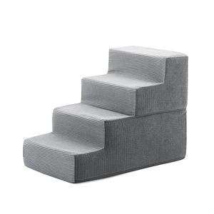 großhandel anpassbar weich schaumstoff grau klein hunde treppen 4 stufen für hohe betten haus hund sofa leiter haustier rampe treppen - Product Image 3