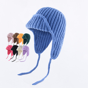 Gorro <span class=keywords><strong>de</strong></span> esquí coreano <span class=keywords><strong>de</strong></span> color liso para hombre, cálido para otoño e invierno, estilo Lei Feng, con protección para las orejas, estampado digital - Product Image 1