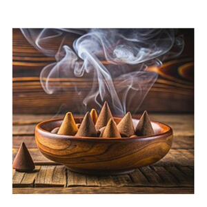 Cono de incienso aromático de sándalo orgánico para sala de meditación, frescura o adoración, regalo para madera de agar Abarbatti - Product Image 1