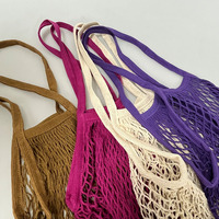 Sac de courses écologique en coton lavable et réutilisable avec poignée en corde, fermeture éclair longue, petite taille, pratique pour la vie quotidienne