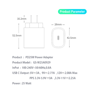 Cargador Rápido PD de 25 W, Adaptador USB-C para <span class=keywords><strong>Samsung</strong></span> S21, Carga Súper Rápida para Xiaomi Huawei - Product Image 6
