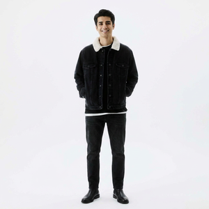 New Design 100% Cotton Breathable Denim <b>Jacket</b> <b>Men</b> Hooded Windproof Vintage Style Running Rain <b>Jacket</b> Back Printing Front Logo - Product Image 1