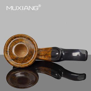 Custom Made Briar Wood Pipe Bent Type Gold Glossy Surface Tobacco Pipe For Men Traditional Smoking Accessory - Product Image 2