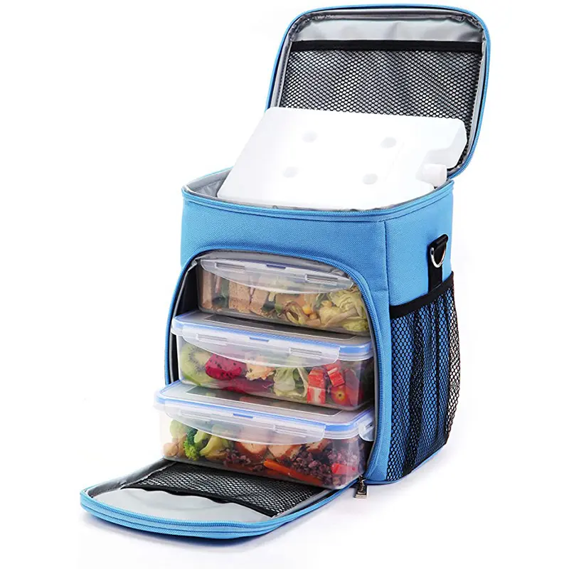 Mittagessen Box Für Frauen, Dual Fach Isolierte Kühler Mittagessen Tasche Enthält 3 Große Mahlzeit Prep Container