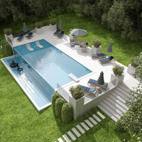 Frp erwachsene Familie klar Glasfaser transparent piscina große Glaswand Pool Schwimmbad kleines Holz über dem Boden Schwimmbad
