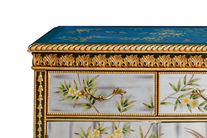 Consolle Curva in Legno Oro e Nero per Corridoio, Tavolino d'Appoggio Antico con Arte <span class=keywords><strong>Orientale</strong></span> Asiatica, Mobile Angolare per Casa - Product Image 2