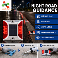 Marqueur routier solaire en aluminium OEM CS-SR-804D IP68, résistance à la charge statique supérieure à 10 tonnes, pour routes municipales, sites industriels et parkings