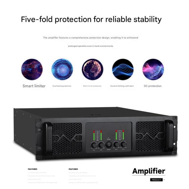 High Power MOSFET Amplifier Class Professional Stage Amp Bluetooth Metal Ac Sound Speaker Karaoke Player Rectangle Class D 800W