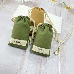 Pochette à bijoux en toile de coton avec logo personnalisé, sac à cordon en lin pour le shopping, emballage personnalisé - Product Image 4