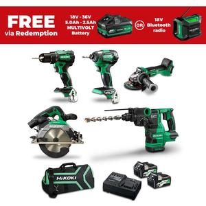 Perceuse sans fil à batterie Li-ion HiKOKIS KC18D5P2(HRZ) 18V 5.0Ah, vitesse unique, 6000 tr/min, kit 5 pièces industriel/bricolage, OEM, garantie 3 ans - Product Image 3